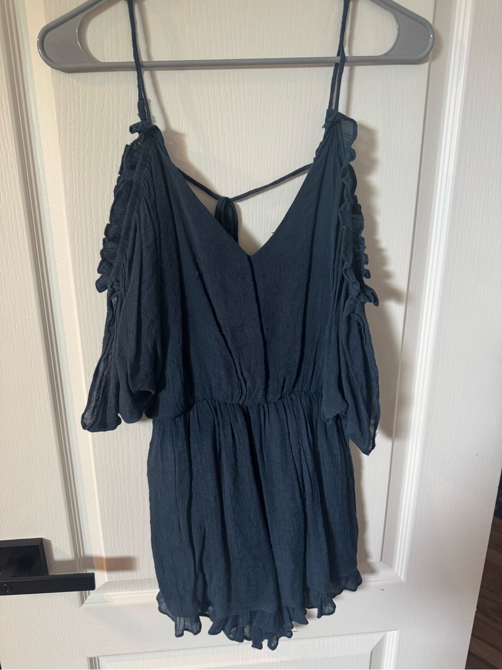 Wishlist Navy Blue Cold-Shoulder Camisole Romper